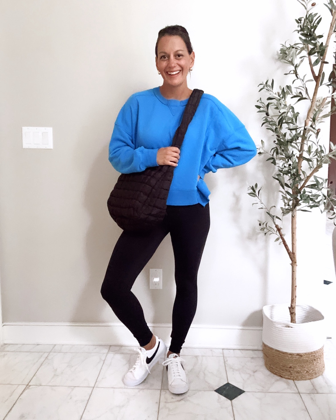 Amazon casual outfit! Amazon athletic wear with the best black leggings! Cropped sweatshirt runs true to size but I sized up for more room.  Quilted tote bag is also from Amazon and my Nike sneakers are from the kid’s section! Just size down 1.5 from your normal size!



#LTKActive #LTKFindsUnder50 #LTKOver40