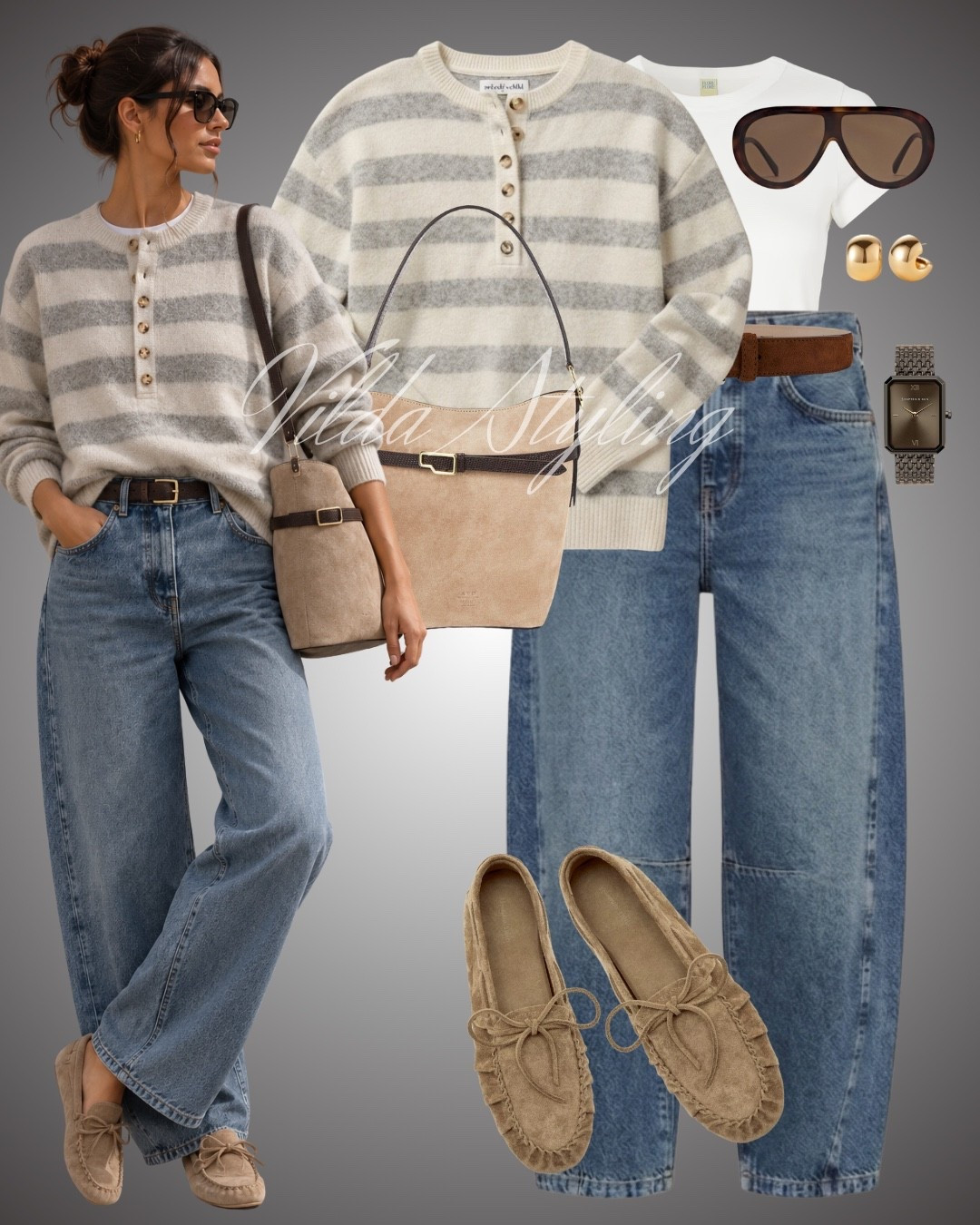 Casual fall style, but make it polished 🤎 A cozy striped knit paired with relaxed denim, suede moccasins, and warm neutral accessories. Such an easy everyday outfit for transitioning into cooler days.  ✨

#LTKStyleTip #LTKFinds #LTKFashion #FallOutfit #CasualStyle #DenimOutfit #NeutralStyle #OutfitInspo

#LTKautumn #LTKjeans #LTKshoes