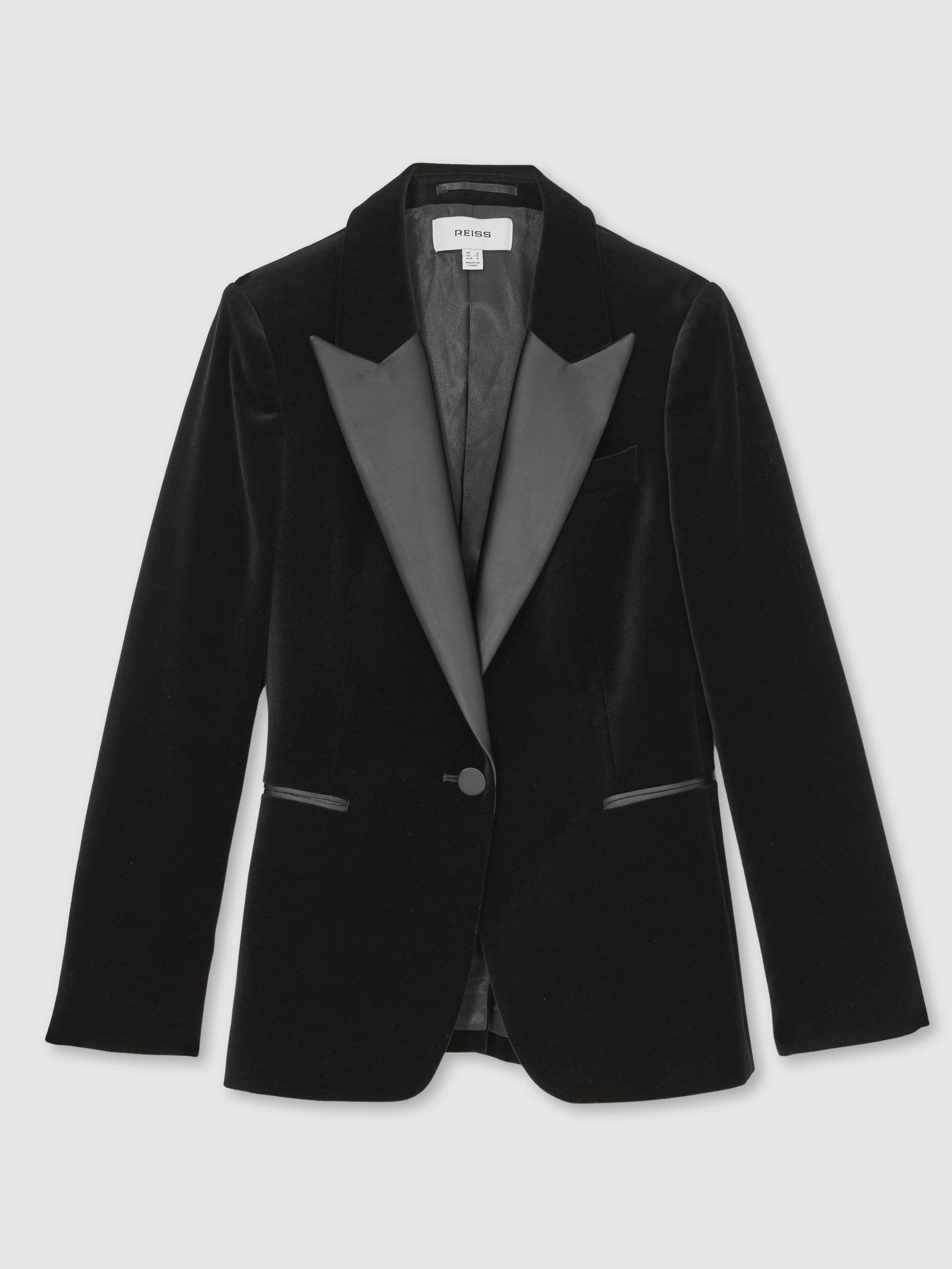 Reiss Velvet Single Breasted Suit Blazer in Black - REISS | Reiss UK