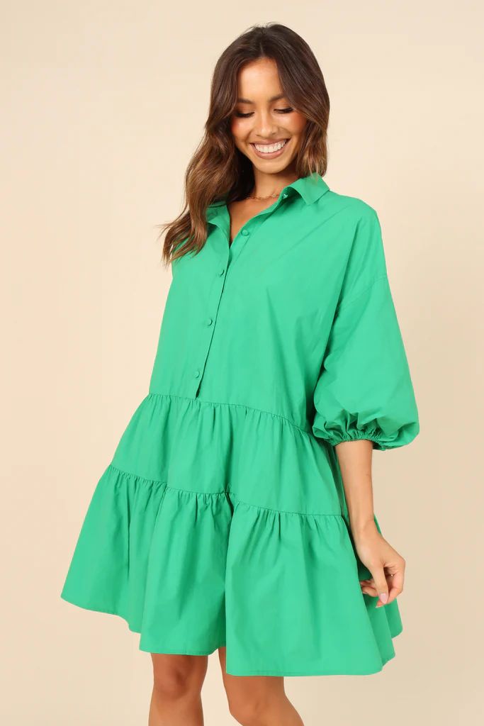 Ryley Tier Mini Dress - Green | Petal & Pup (US)