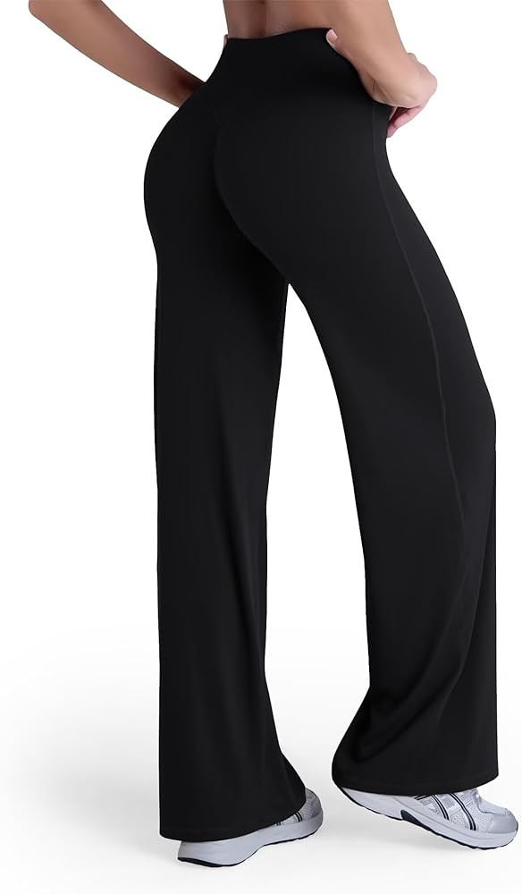 Sunzel Women's Butt Lifting Wide Leg Yoga Pants High Waist Tummy Control No Front Seam Straight L... | Amazon (US)