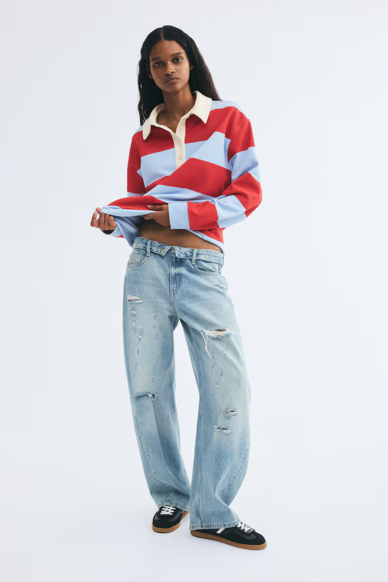 H & M - Cotton rugby shirt - Light Blue/Striped | H&M (US, CA, MX)