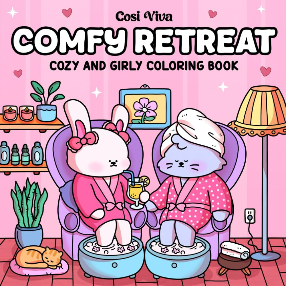 Comfy Retreat: A Cozy Coloring Book for Adults and Teens Featuring Super Cute Animals in Girly Hy... | Amazon (US)