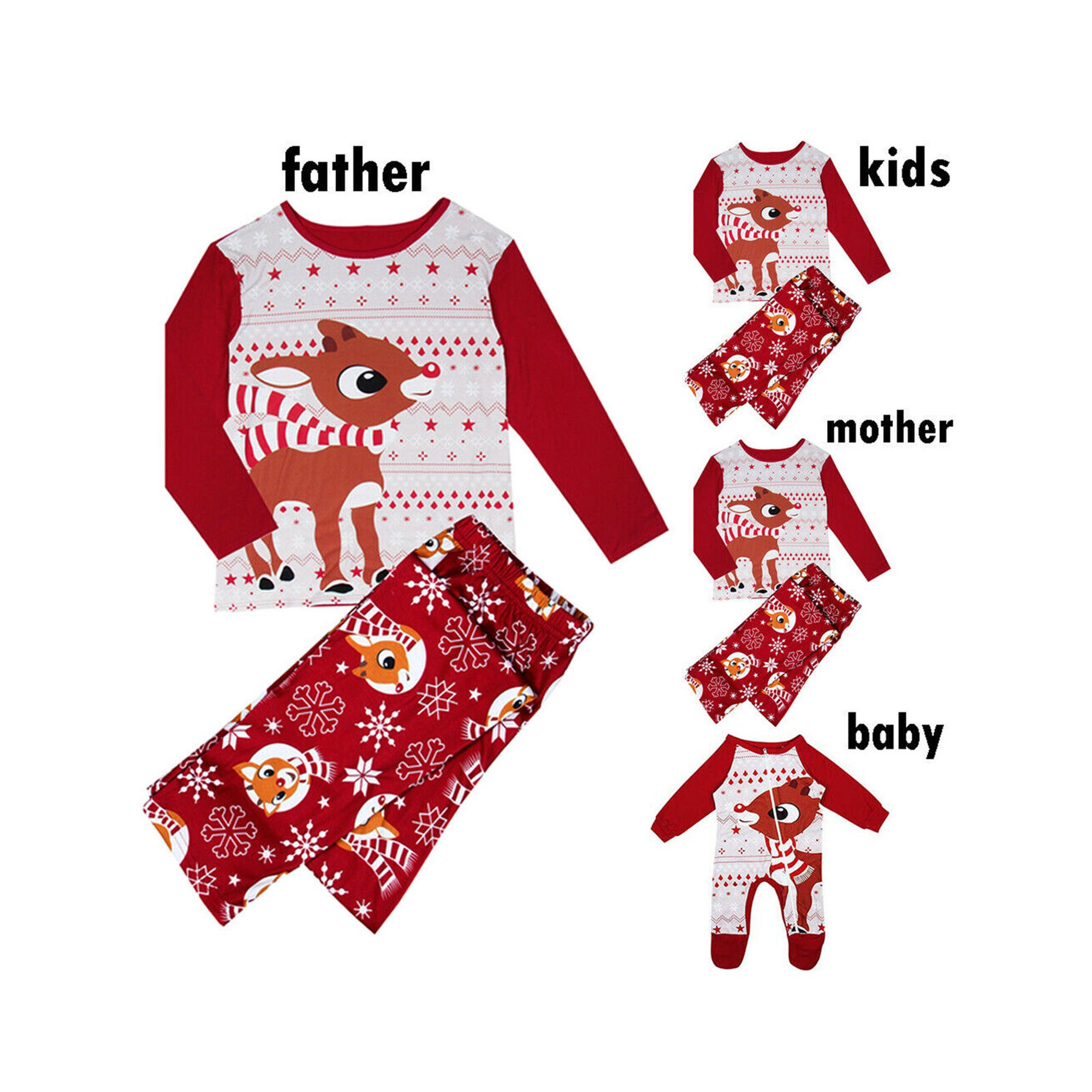Family Matching Christmas Pajamas PJs Adult Women Men Kids Nightwear Pyjamas Set | Walmart (US)