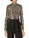 MILLY Women's Leopard Sequins Turtle Neck, Gold/Black, 6 | Amazon (US)
