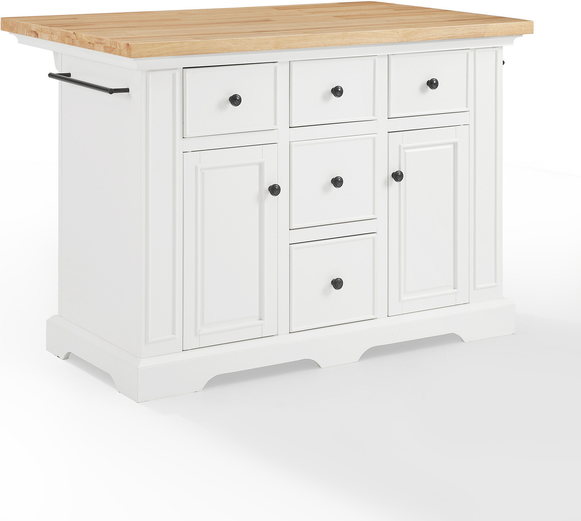 Julia Wood Top Kitchen Island In White and Natural | 1stopbedrooms