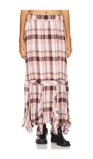 Free People Bordeaux Plaid Maxi Skirt in Pink. - size S | Revolve Clothing (Global)