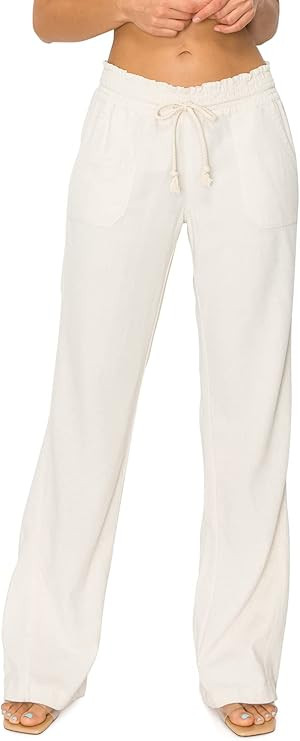 Cali1850 Women's Casual Linen Pants - 29", 32" Oceanside Drawstring Smocked Waist Beach Lounge Tr... | Amazon (US)