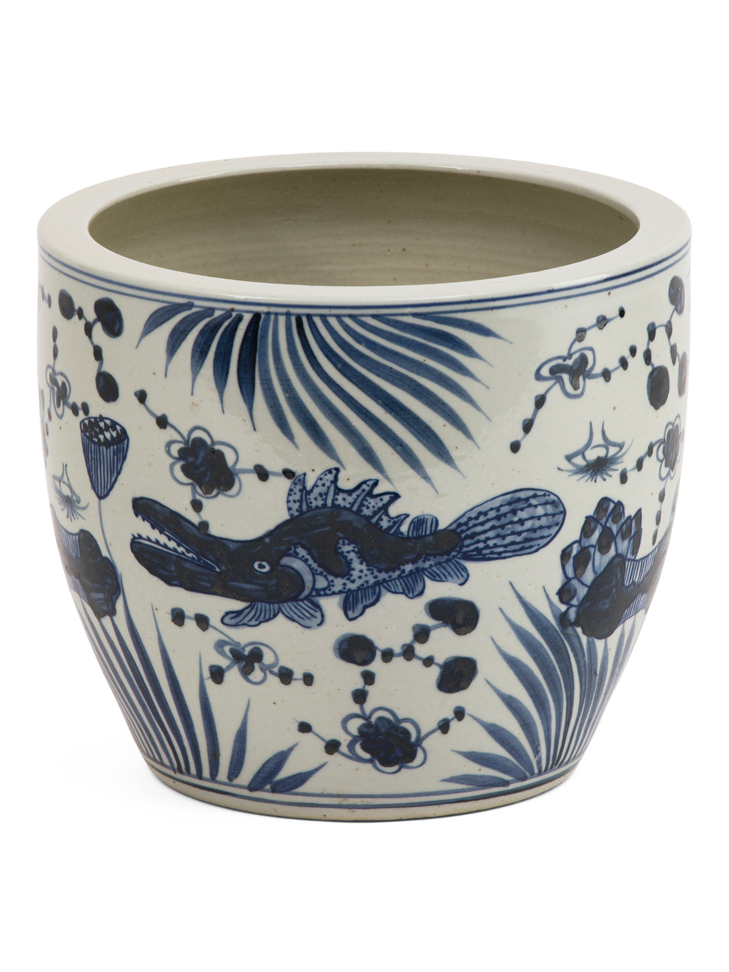 10x8in Porcelain Fish Lotus Planter | TJ Maxx
