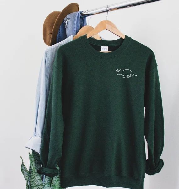 Dinosaur Pocket Sweatshirt Sweater Shirt unisex, Graphic Sweater, dino triceratops, Funny, Crewne... | Etsy (CAD)