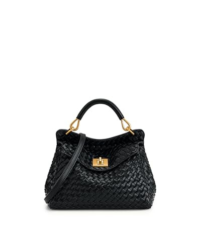 JW PEI Women's Lucia Classic Top Handle Woven Bag - Black | Amazon (US)