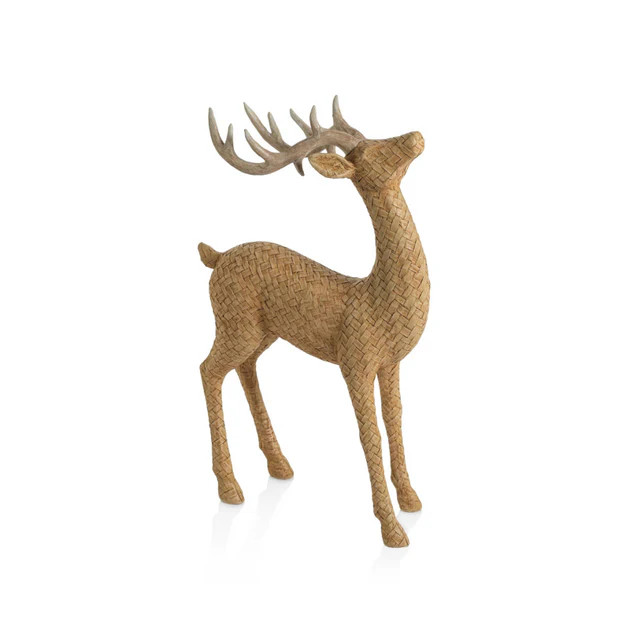 Faux Rattan Standing Deer | Cailini Coastal