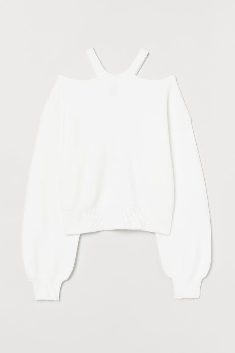 H & M - Open-shoulder Sweater - White | H&M (US + CA)