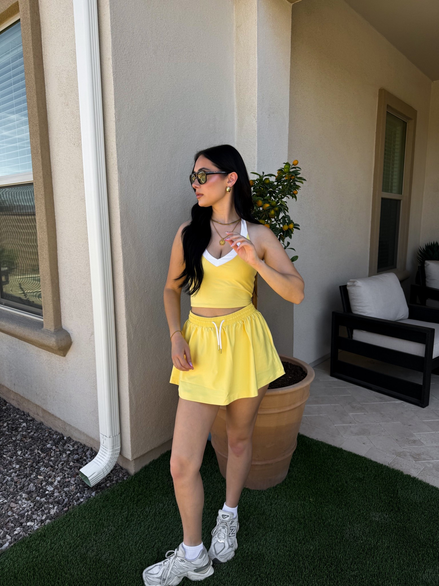 Where are the small in the top and the skirt! If you’re unsure about the top I think I would size up 1!💛 the small was a little snug on the neck 
￼ 

#LTKActive #LTKSaleAlert #LTKootd