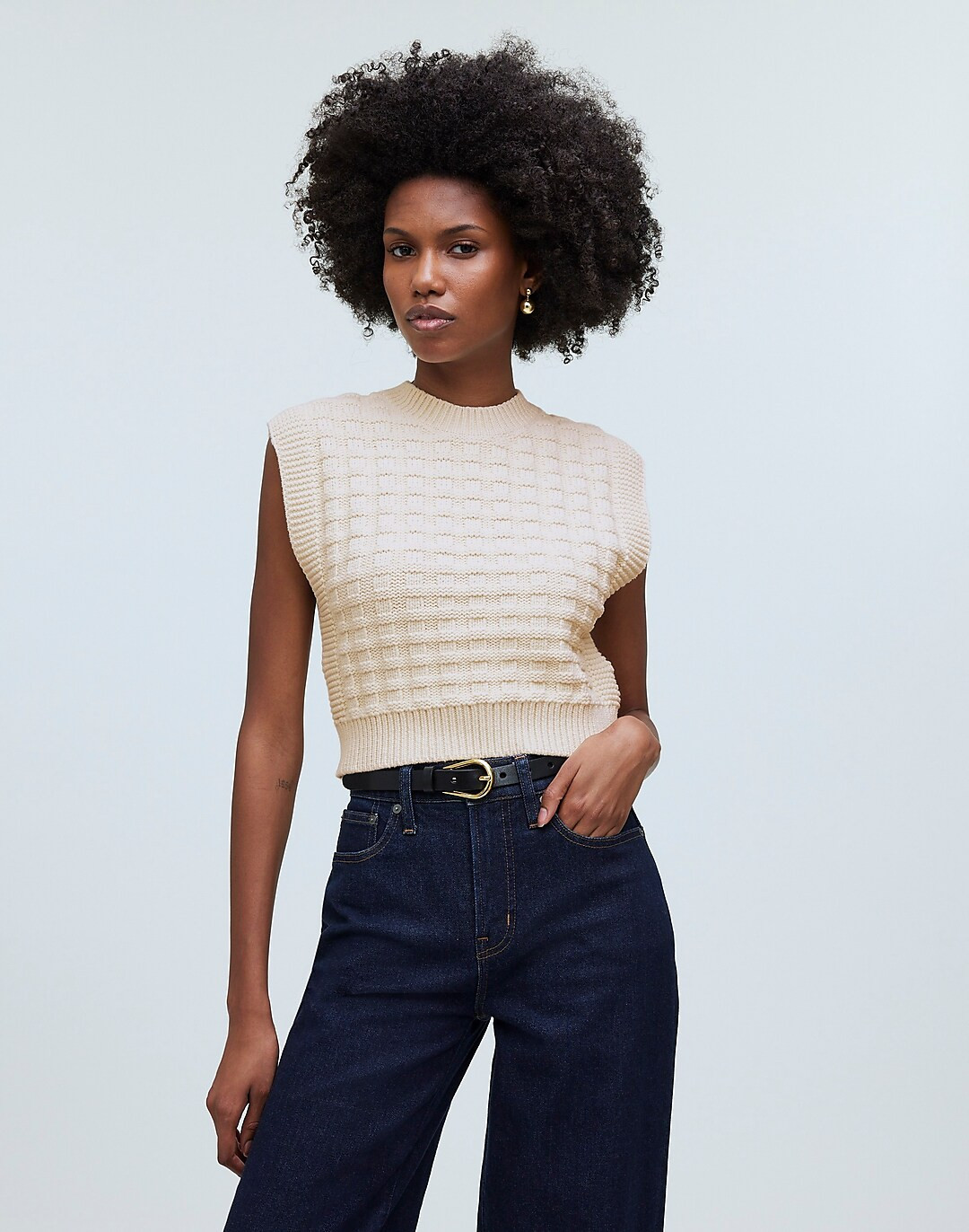 Checkered-Stitch Wedge Sweater Vest | Madewell