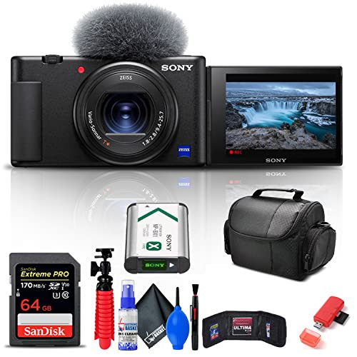 Sony ZV-1 Digital Camera (Black) (DCZV1/B) + 64GB Memory Card + Card Reader + Deluxe Soft Bag + Flex Tripod + Memory Wallet + Cleaning Kit (Renewed) | Amazon (US)
