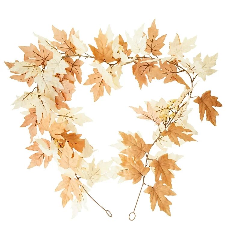 Harvest Cream & Brown Artificial Polyester Maple Garland, 72", by Way To Celebrate - Walmart.com | Walmart (US)