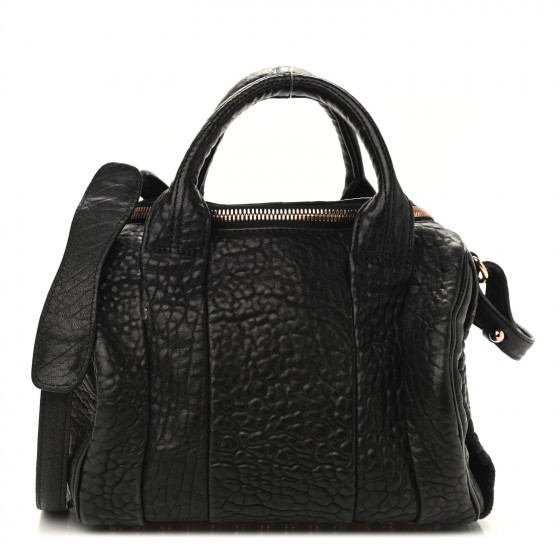 ALEXANDER WANG Pebbled Lambskin Rocco Black Rose Gold Hardware | Fashionphile