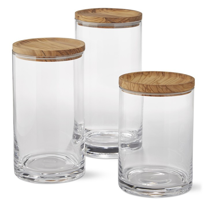Williams Sonoma Olivewood & Glass Canister | Williams-Sonoma