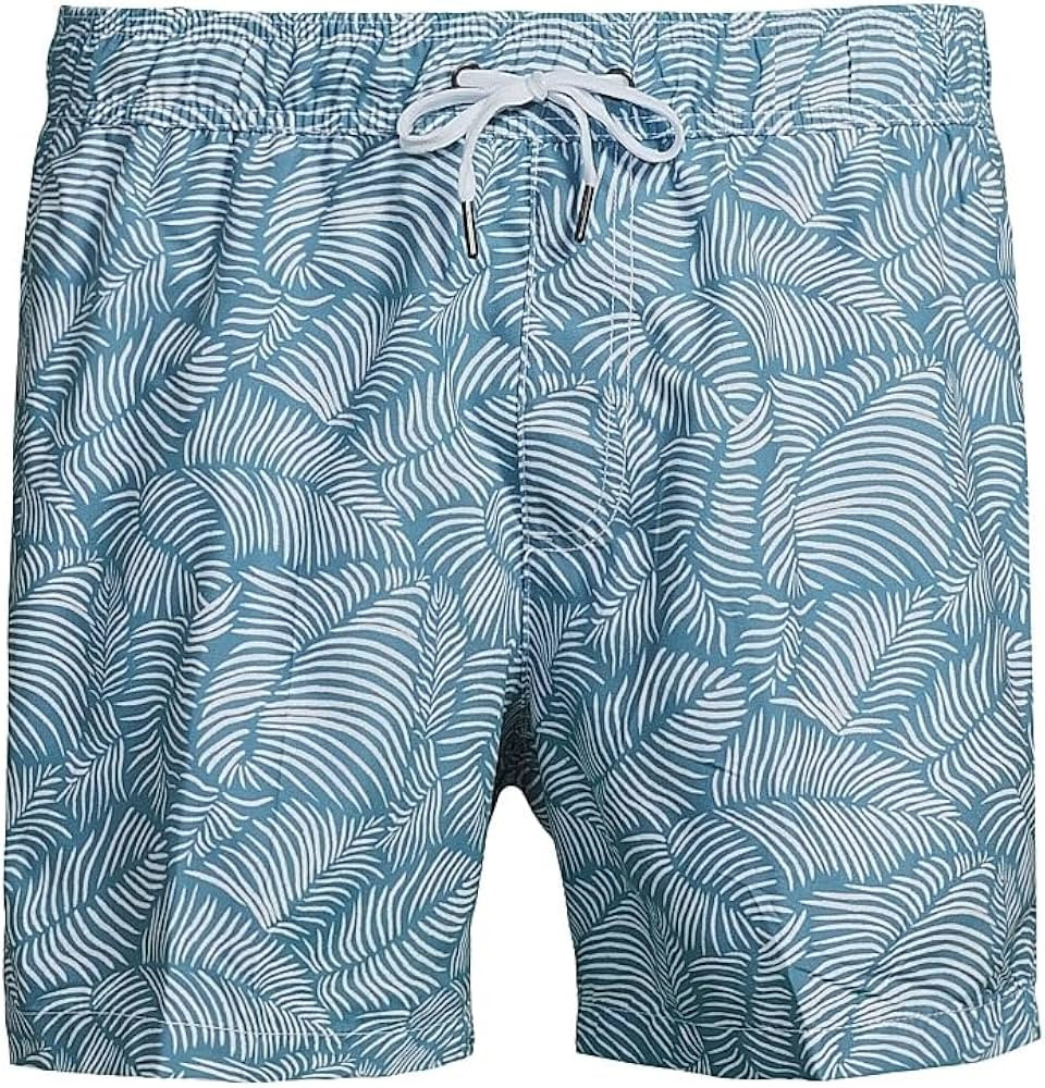 Amazon.com: Saks Fifth Avenue, Palm Lines Swim Trunks, Large, Steel Blue White : Clothing, Shoes ... | Amazon (US)