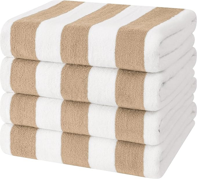 Cotton Paradise, Cabana Stripe Beach Towels 4 Packed, 30x60 inches Extra Large Pool Towels, Soft ... | Amazon (US)