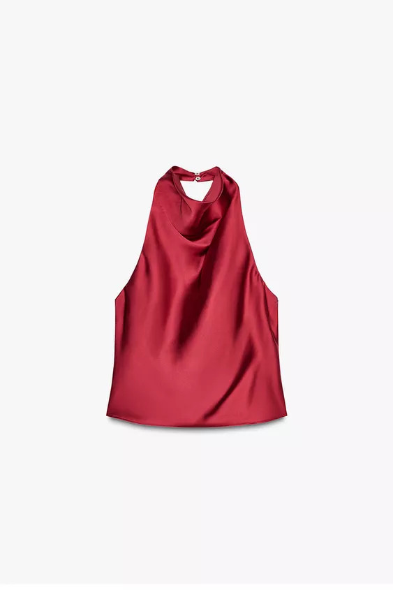 SATIN EFFECT HALTER TOP | Zara US