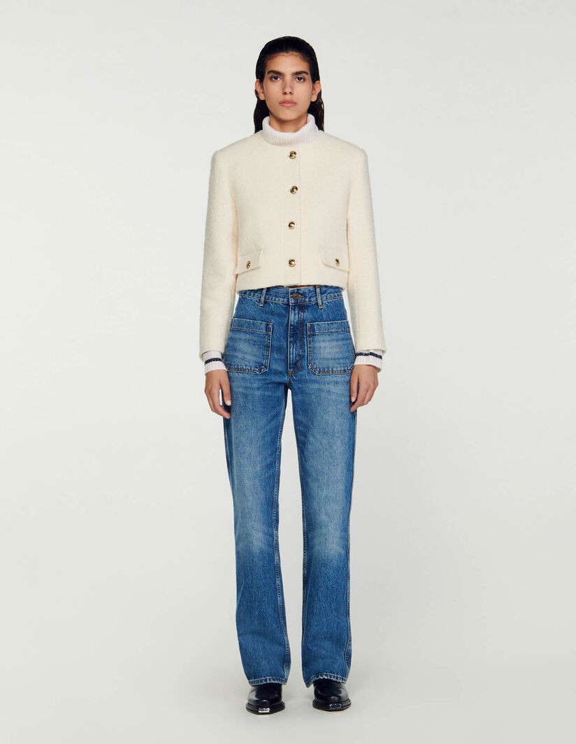 Cropped bouclé wool jacket | Sandro-Paris US