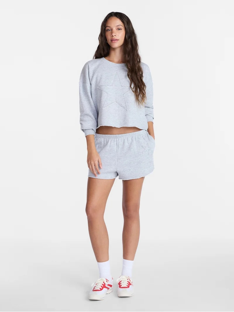 No Boundaries Embroidered Star Fleece Shorts, 2'' Inseam, Women's XXS-XXL | Walmart (US)