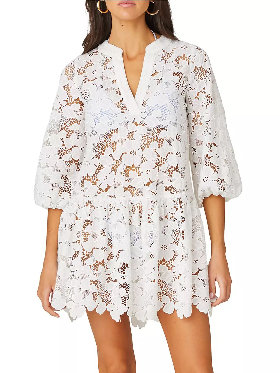 Umbrella Tiered Lace Minidress | Saks Fifth Avenue