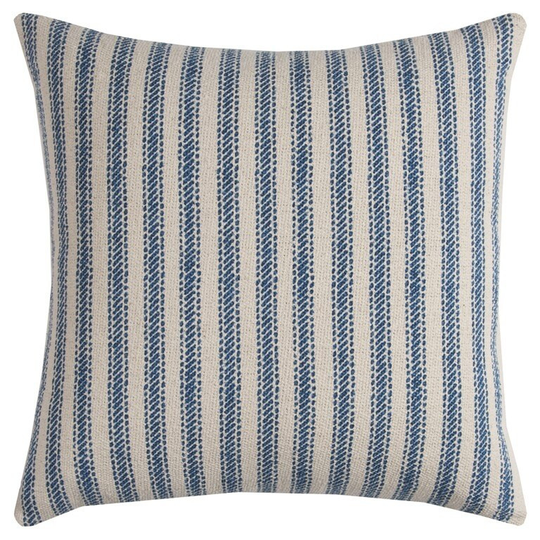 Blue Natural Ticking Stripe Throw Pillow | Bed Bath & Beyond