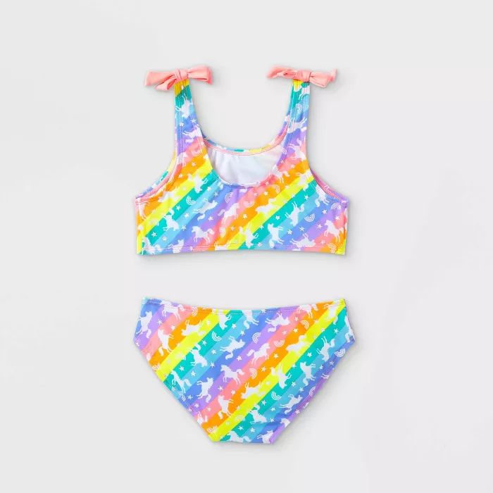 Girls' Rainbow Unicorn Print with Silver Foil Bikini Set - Cat & Jack™ | Target