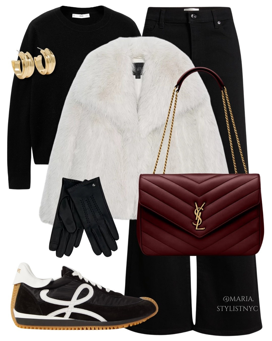 Faux Fur + Sweater + Black Jeans + Sneakers 👟 Outfit 

#LTKSeasonal #LTKItBag #LTKShoeCrush
