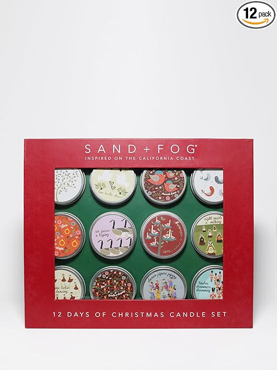 Sand + Fog - 12 Days of Christmas Candle Set - Winter Pine, Apple Cider, Cinnamon Noel, Balsam Ce... | Amazon (US)