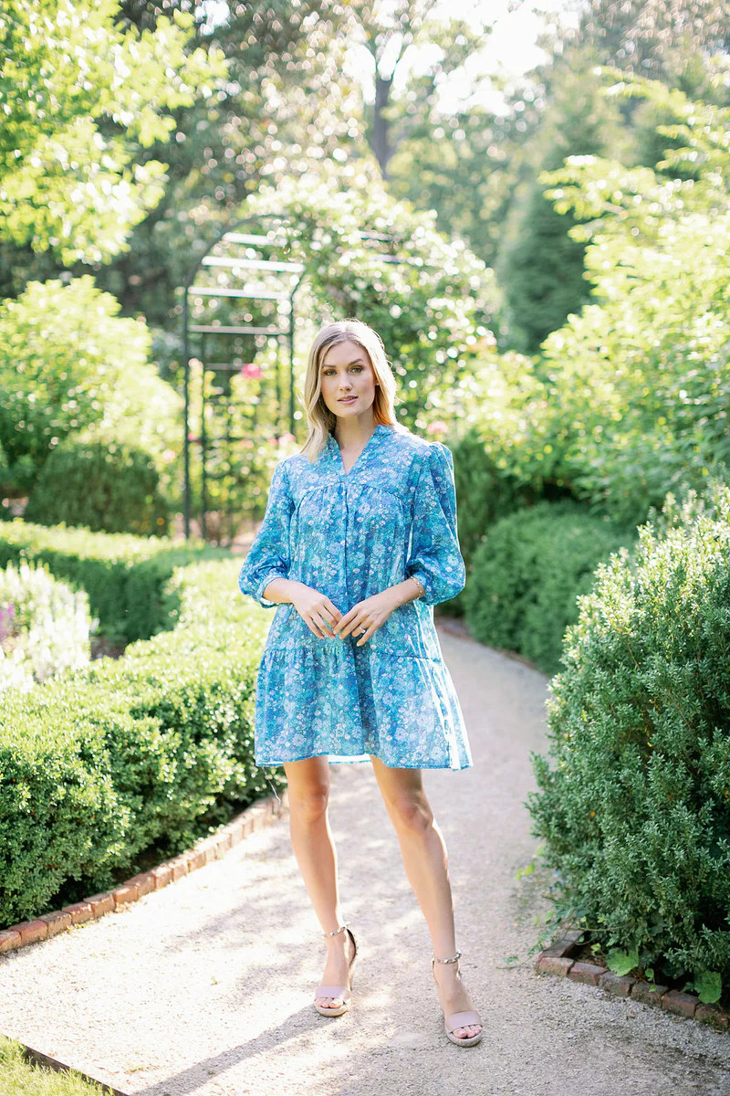 Cotton Lawn Mini Day Gown in Azure | Beverly Drive