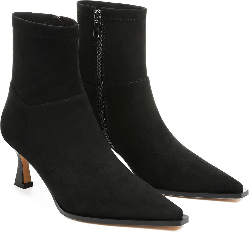 Goiphrri Women's Ankle Boots - Stiletto High Heel, Pointed Toe, Short, Side Zipper, Dress Boots -... | Amazon (US)