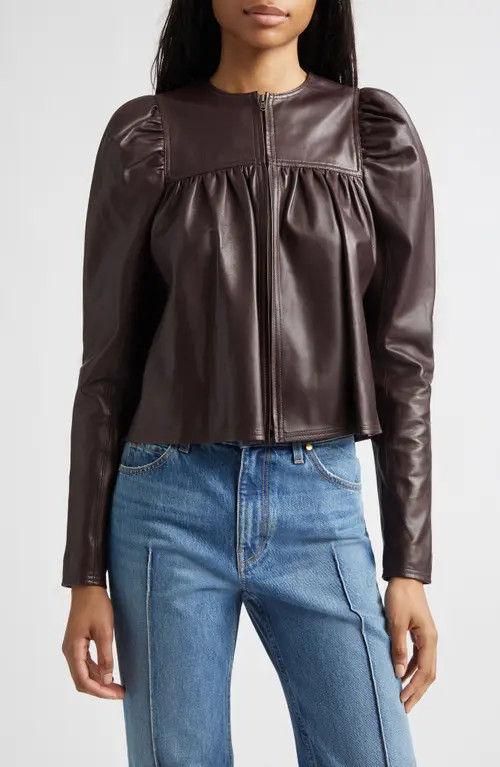 Ulla Johnson Anouk Leather Jacket in Mahogany at Nordstrom, Size Small | Nordstrom