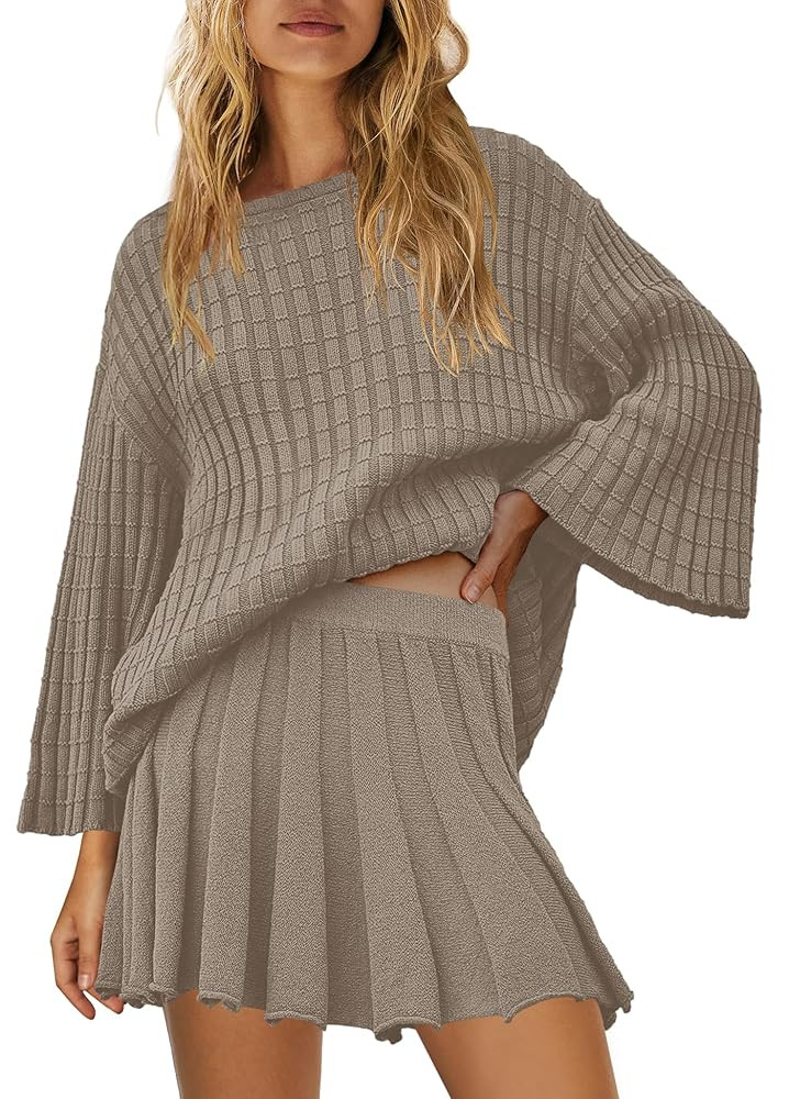 SENSERISE Fall Sweater Sets Skirt Sets Women 2 Piece Outfits Long Sleeve Top and Skirts Set Loung... | Amazon (US)