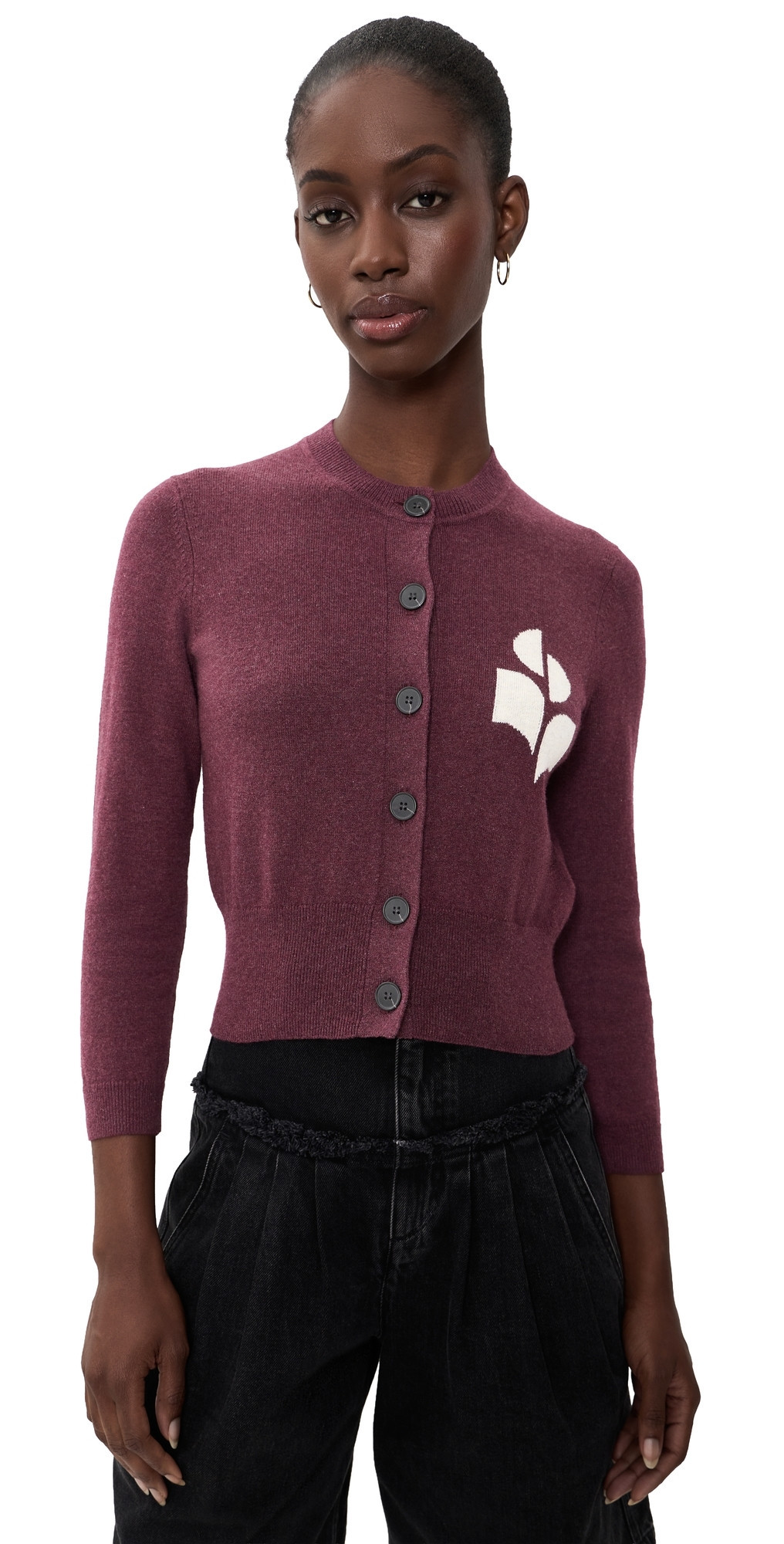 Isabel Marant Étoile Newton Intarsia Cardigan Burgundy 42 | Shopbop