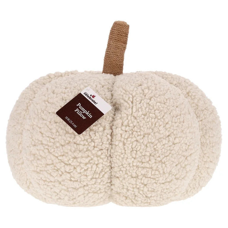 Boucle Pumpkin Decorative Pillow, Cream, 10", Fall by Way To Celebrate | Walmart (US)