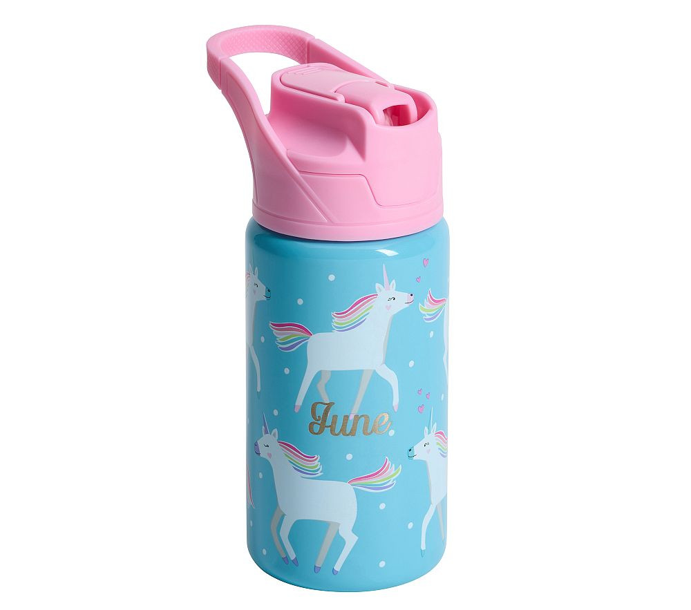 Aqua Unicorn Parade Mackenzie Water Bottle | Pottery Barn Kids