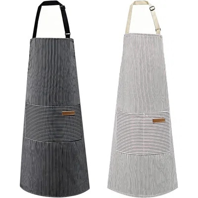 2 Pack Apron, Cotton Cooking Kitchen Aprons, Adjustable Bib Apron with 2 Pockets | Wayfair North America