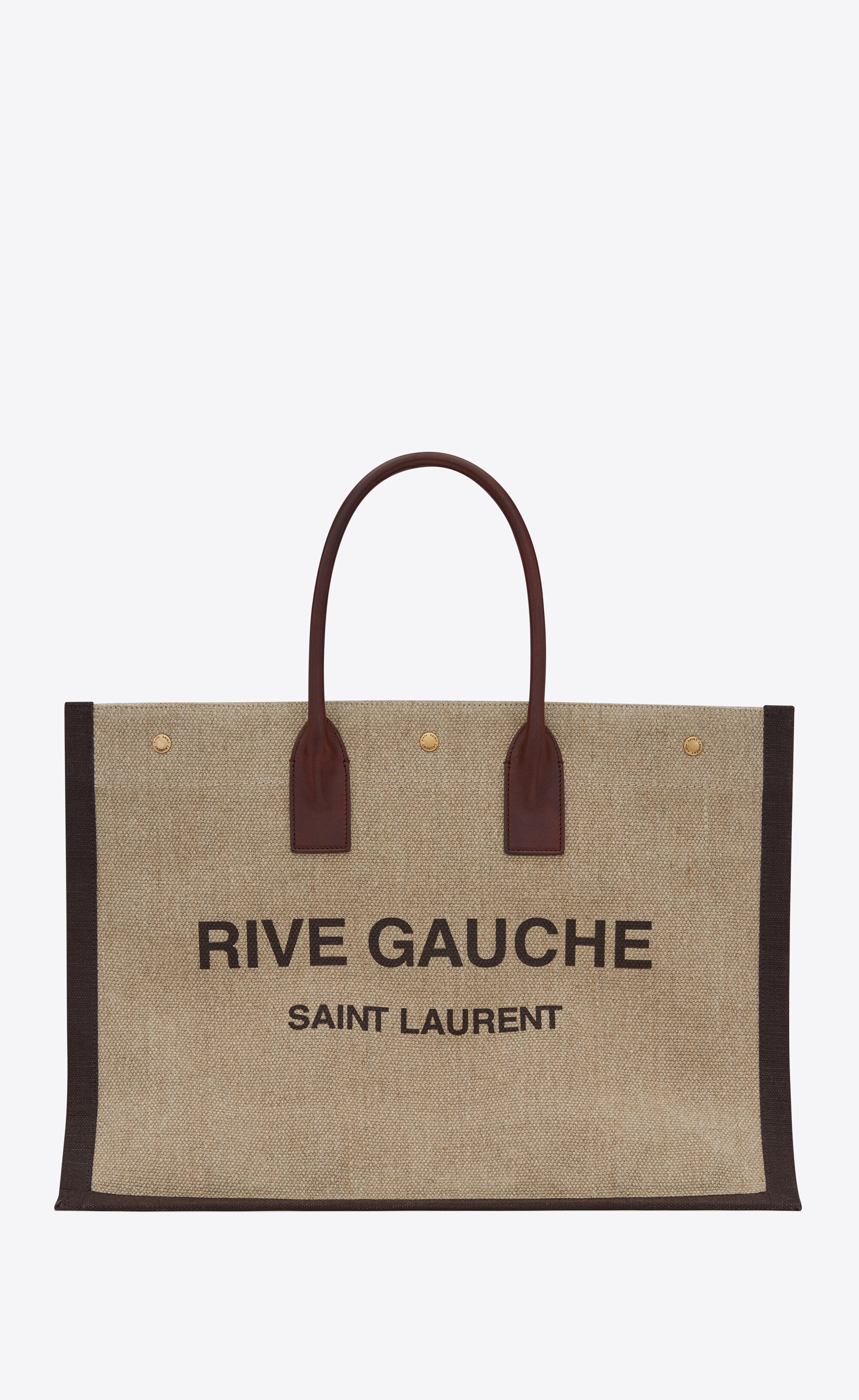rive gauche tote bag in printed linen and leather | Saint Laurent Inc. (Global)