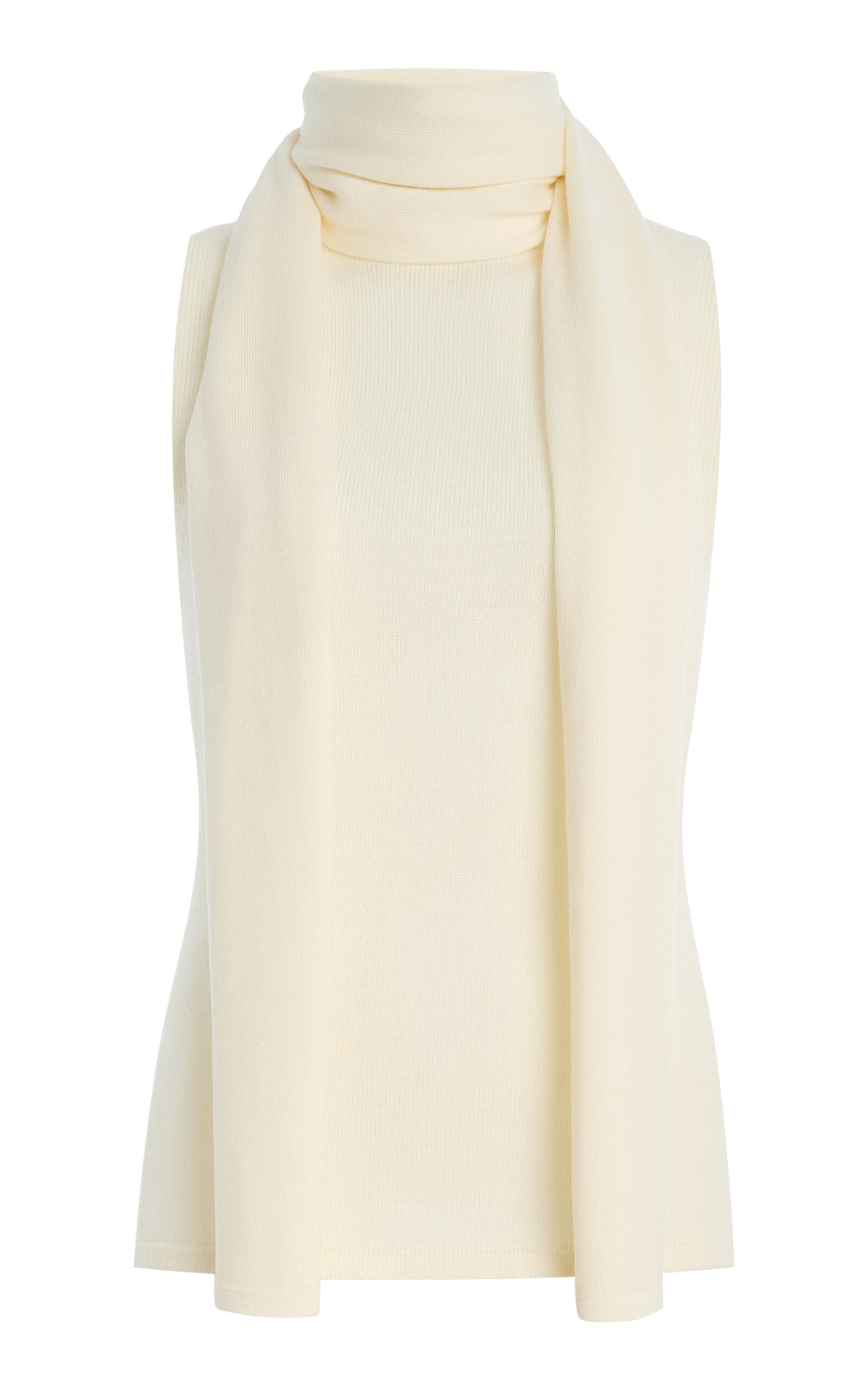 STAUD - Canal Scarf-Detailed Merino Wool Top - Ivory - M - Moda Operandi | Moda Operandi (Global)