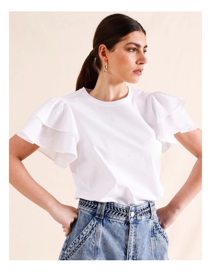 PiperFlutter Sleeve Tee in White | Myer