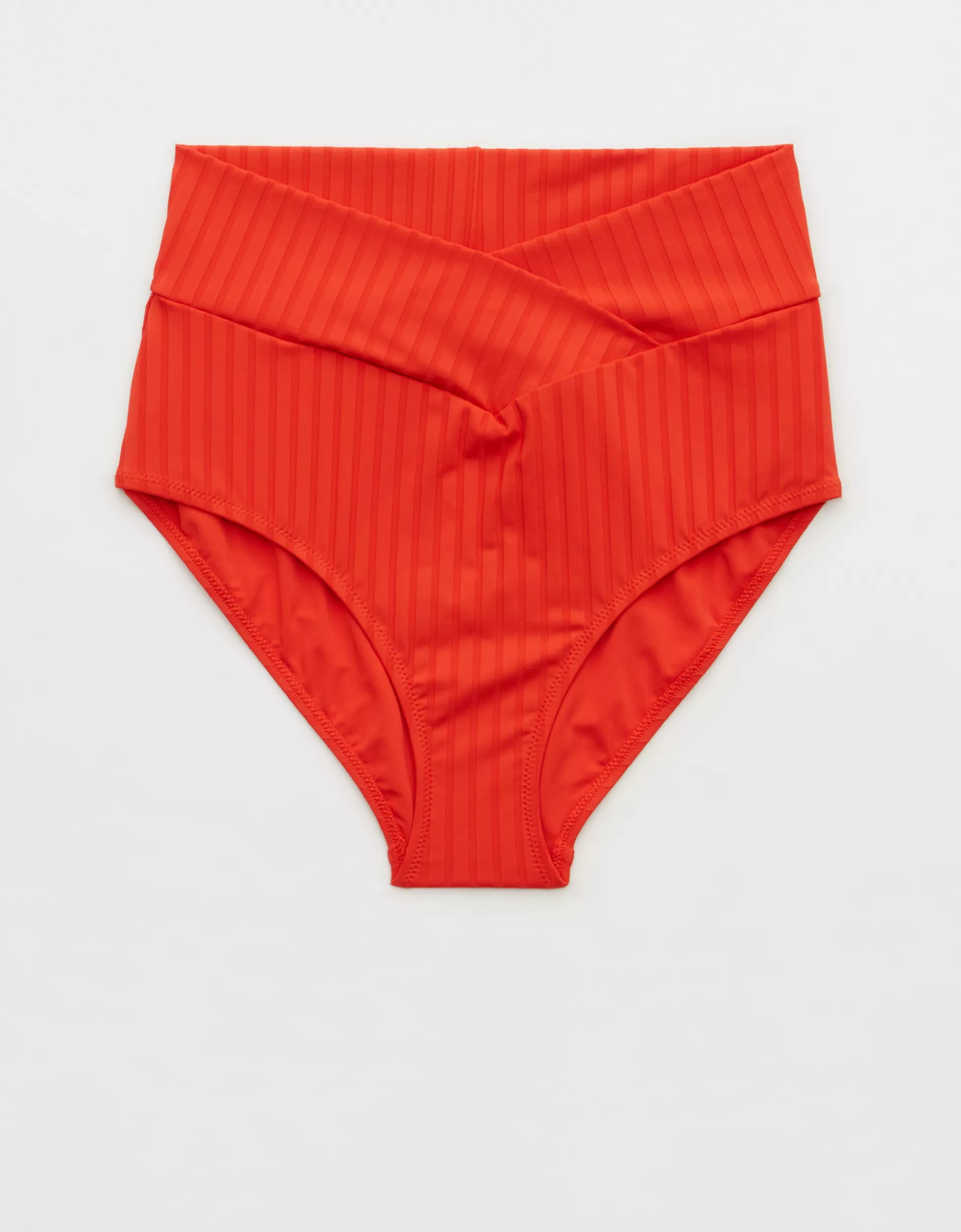 Aerie Wide Rib Crossover High Waisted Bikini Bottom | Aerie