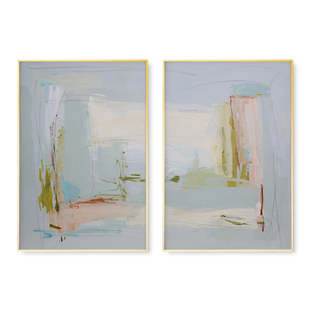 Coming Home Split by Cady Karras | Soft Blue Abstract Art Print | Urban Garden Prints
