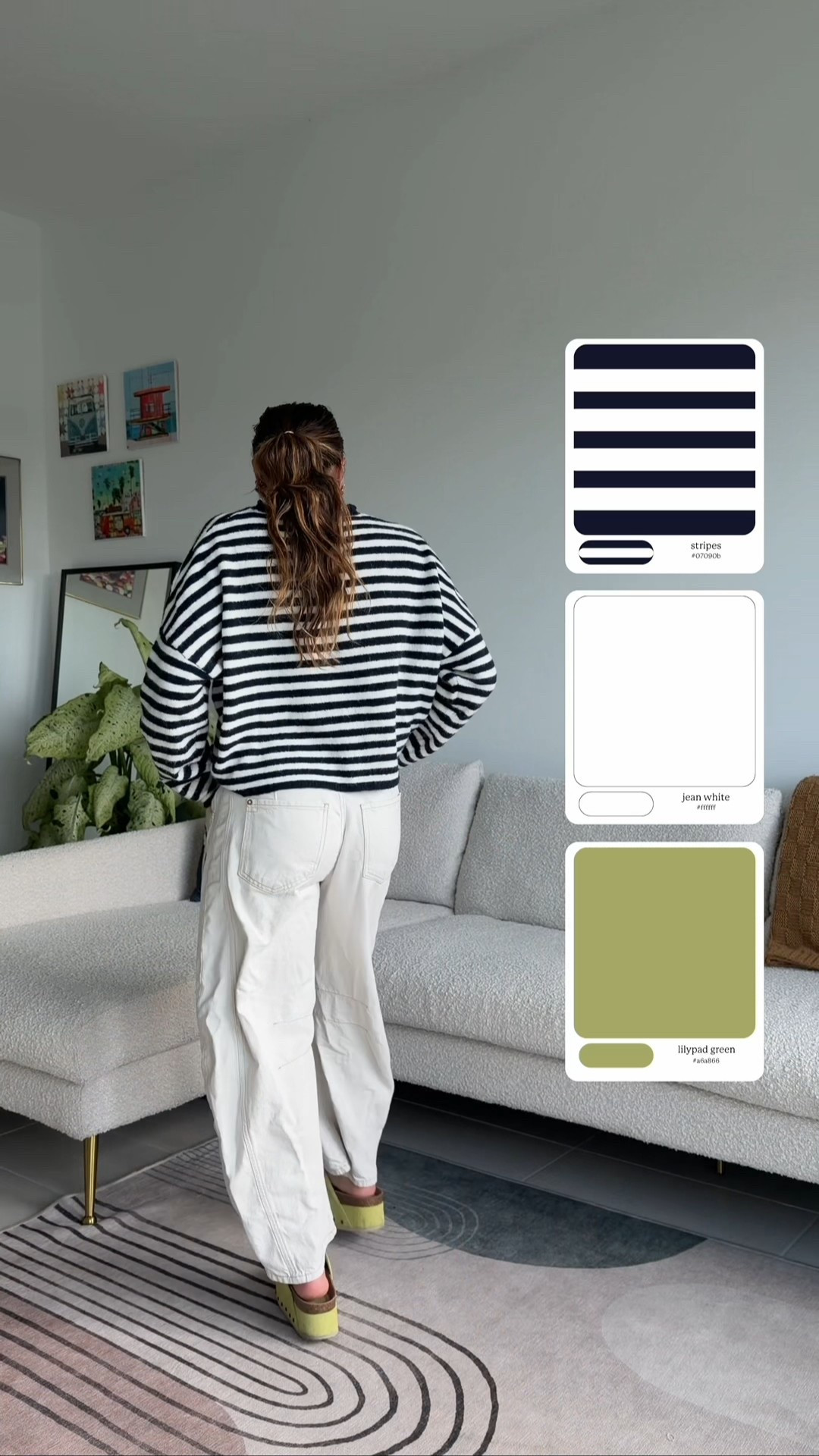 The cutest colorful outfit with green shoes! 