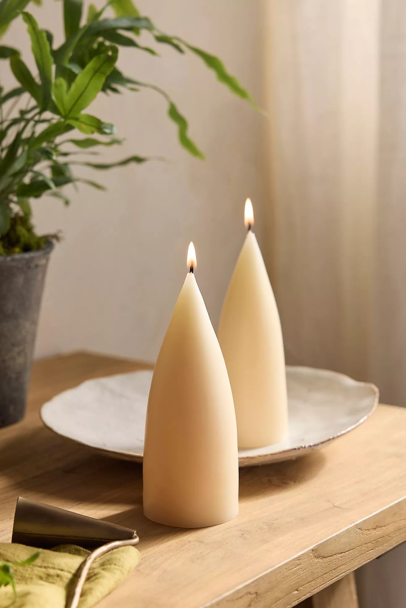 Cone Pillar Candles, Set of 2 | Anthropologie (US)