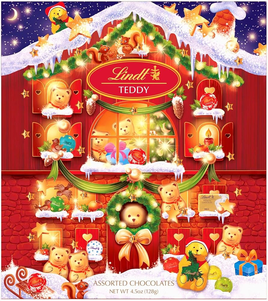 Lindt Holiday Teddy Bear Chocolate Candy Advent Calendar, Assorted Chocolates, 4.5 oz. (2023) | Amazon (US)