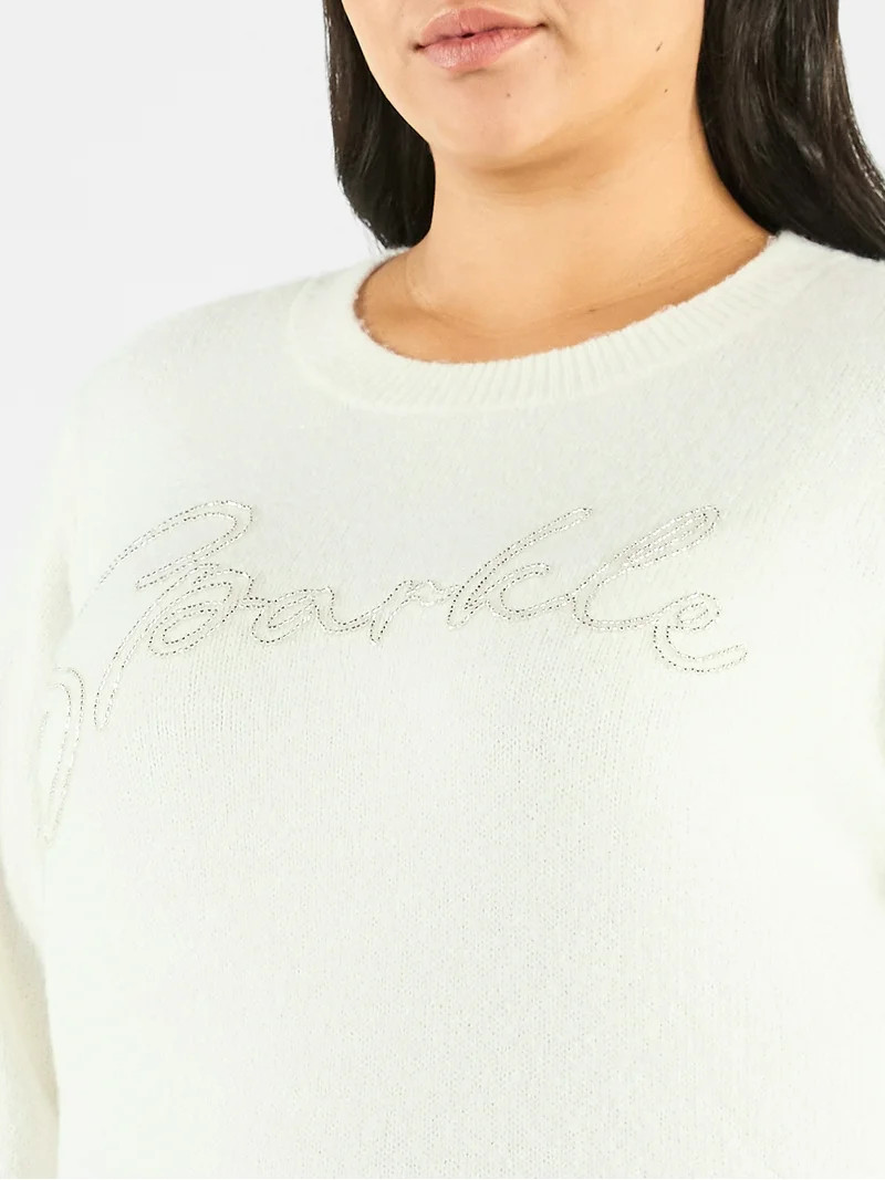 Terra & Sky Women's Plus Holiday Talking Sweater, Midweight, Sizes 0X-4X | Walmart (US)